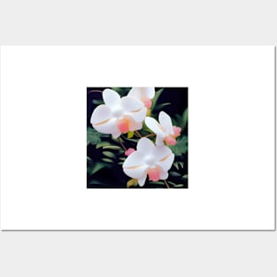 Delicate White and Pink Orchids Posters and Art
